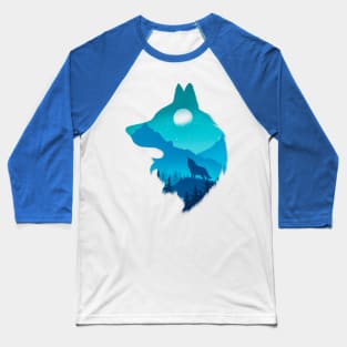 Lonely Night - Wolf (Digital Drawing) Baseball T-Shirt